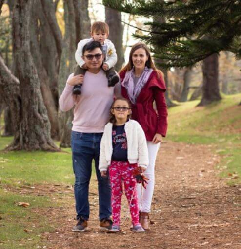 Louise Ardern with her husband and children.